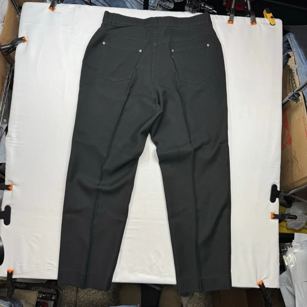 Vintage Levi's Men's Vintage Black Polyester Stretch Pants Gold Tab 36x31 Preppy